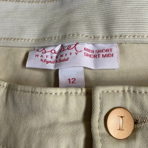 Isabel Maternity midi shorts, cream, Expandable panels, maternity size 4 NWT - Picture 7 of 8